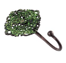 Antique Green Floral And Leaf Wall Brass Decorative Hook